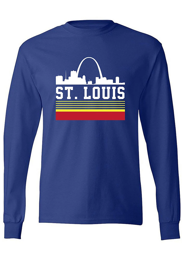 Series Six St Louis Blue Retro Skyline Long Sleeve Fashion T Shirt