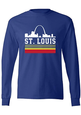 Series Six St Louis Blue Retro Skyline Long Sleeve Fashion T Shirt
