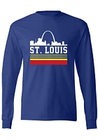 Series Six St Louis Blue Retro Skyline Long Sleeve Fashion T Shirt