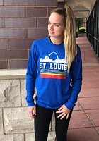 Series Six St Louis Blue Retro Skyline Long Sleeve Fashion T Shirt