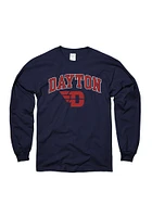 Dayton Flyers Navy Blue Arch Mascot Long Sleeve T Shirt