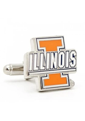 Silver Plated Illinois Fighting Illini Mens Cufflinks - Silver