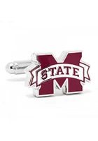 Mississippi State Bulldogs Silver Plated Mens Cufflinks