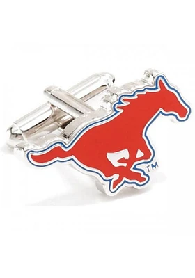 SMU Mustangs Silver Plated Mens Cufflinks