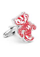Silver Plated Logo Wisconsin Badgers Mens Cufflinks - Silver