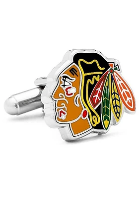 Chicago Blackhawks Silver Plated Mens Cufflinks