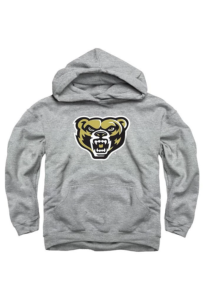 Oakland University Golden Grizzlies Youth Grey Logo Long Sleeve Hoodie