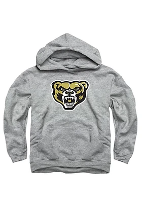 Oakland University Golden Grizzlies Youth Grey Logo Long Sleeve Hoodie