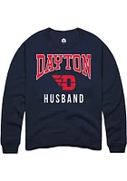 Rally Dayton Flyers Mens Navy Blue Husband Long Sleeve Crew Sweatshirt