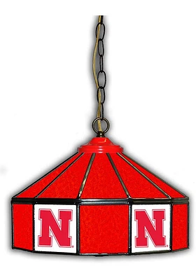 Red Nebraska Cornhuskers 14 Inch Stained Glass Pub Lamp