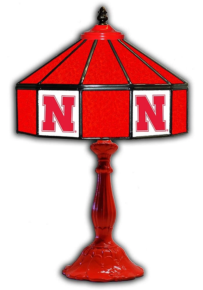 Red Nebraska Cornhuskers 21 Inch Glass Pub Lamp