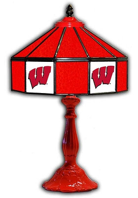 Red Wisconsin Badgers 21 Inch Glass Pub Lamp