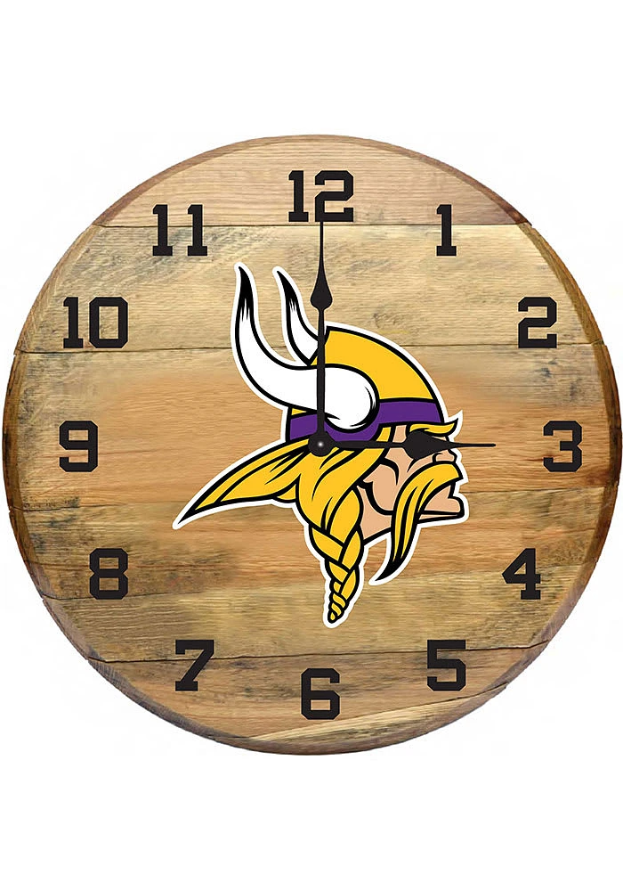 Minnesota Vikings Oak Barrel Wall Clock