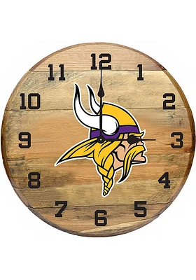 Minnesota Vikings Oak Barrel Wall Clock