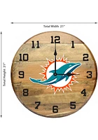 Miami Dolphins Oak Barrel Wall Clock