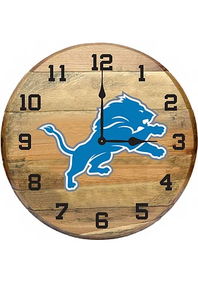 Detroit Lions Oak Barrel Wall Clock