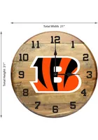 Cincinnati Bengals Oak Barrel Wall Clock