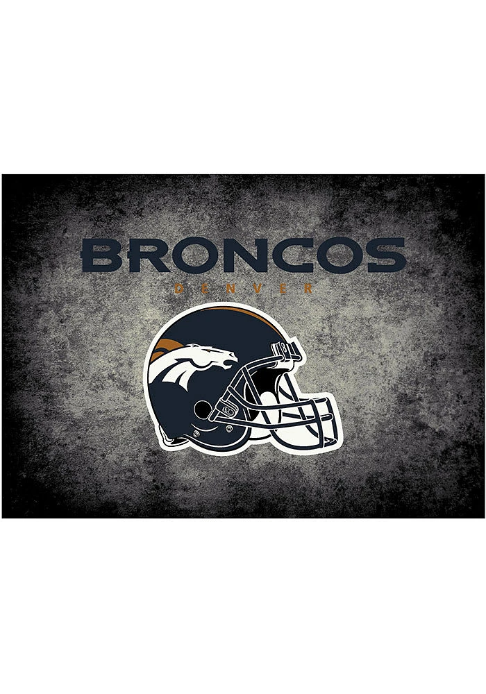 Denver Broncos 4x6 Distressed Interior Rug - Black
