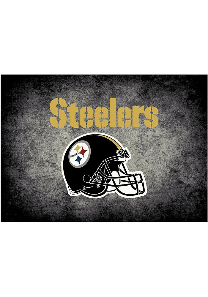 Pittsburgh Steelers 4x6 Distressed Interior Rug - Black