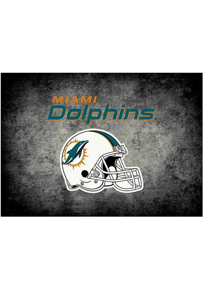 Miami Dolphins 4x6 Distressed Interior Rug - Black