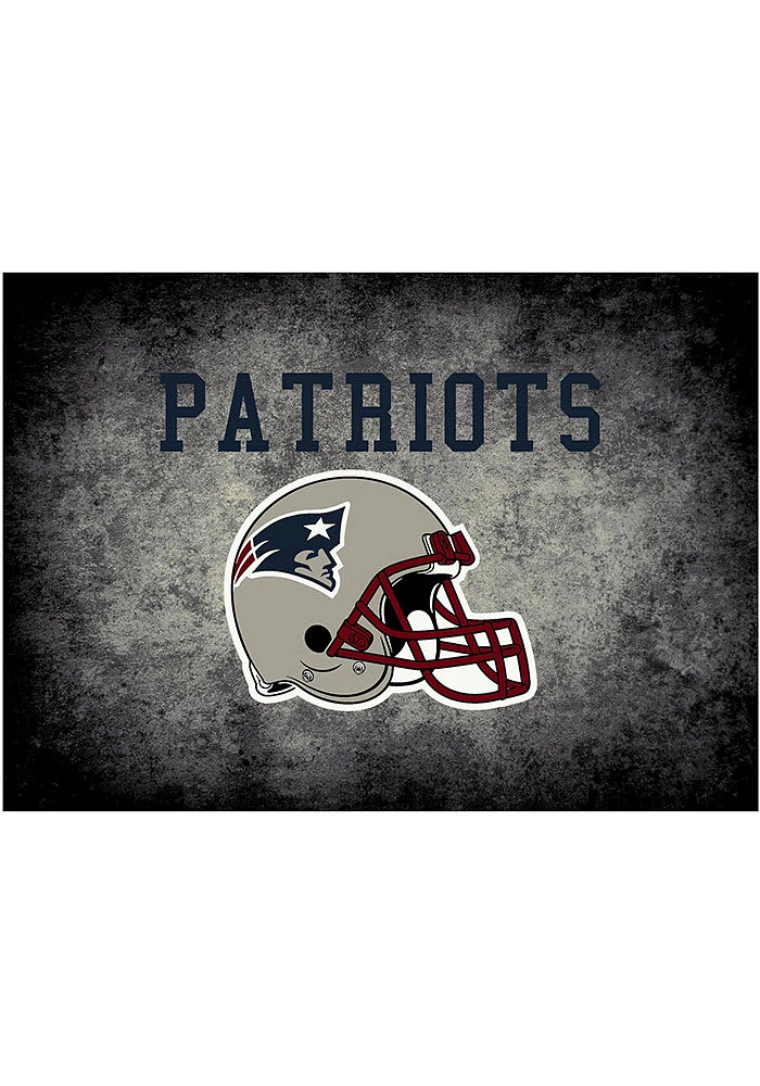 New England Patriots 4x6 Distressed Interior Rug - Black