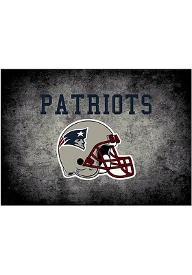 New England Patriots 4x6 Distressed Interior Rug - Black