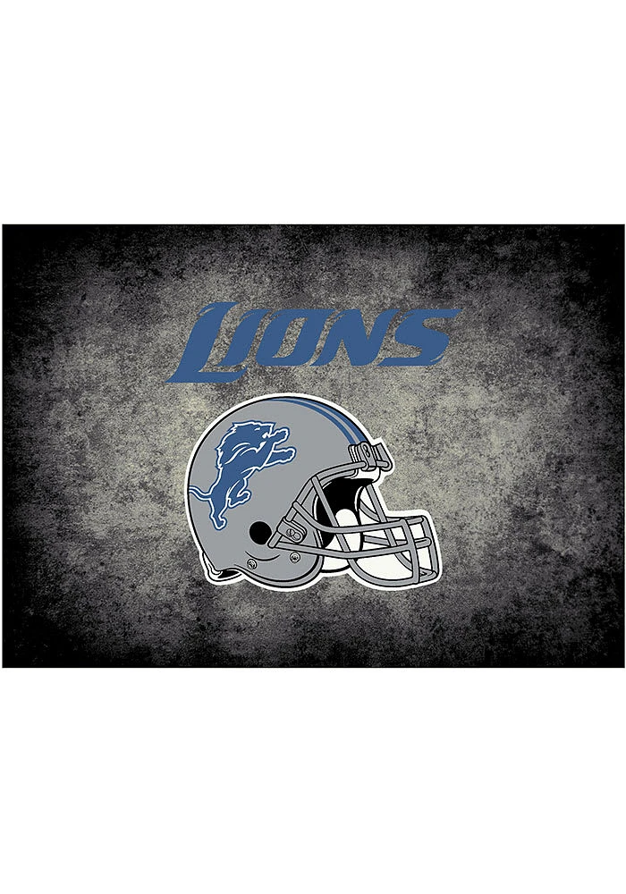 Detroit Lions 4x6 Distressed Interior Rug - Black