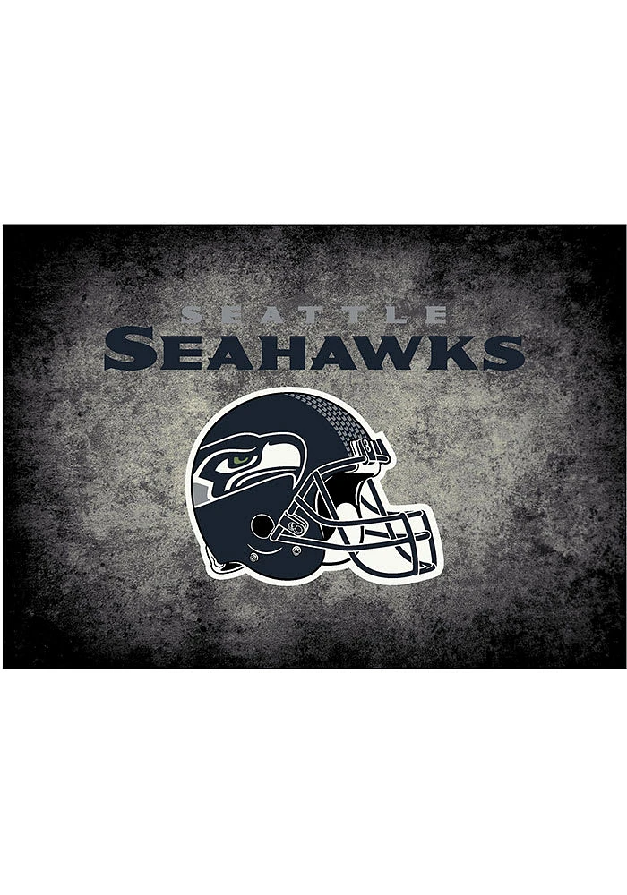 Seattle Seahawks 4x6 Distressed Interior Rug - Black