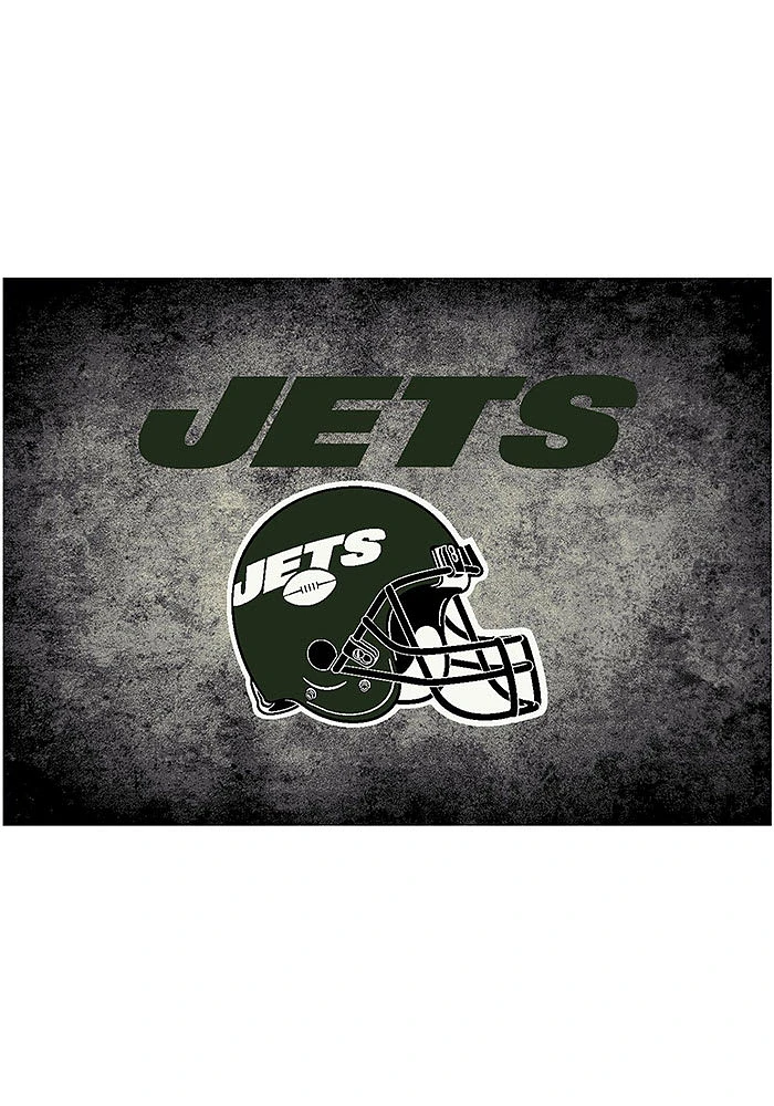 New York Jets 8x11 Distressed Interior Rug - Black