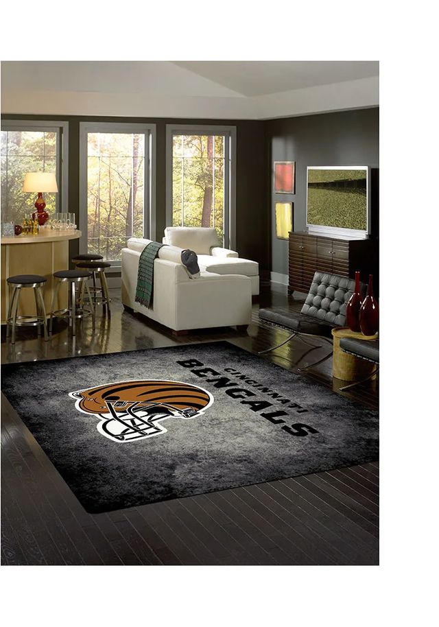 Cincinnati Bengals 8x11 Distressed Interior Rug