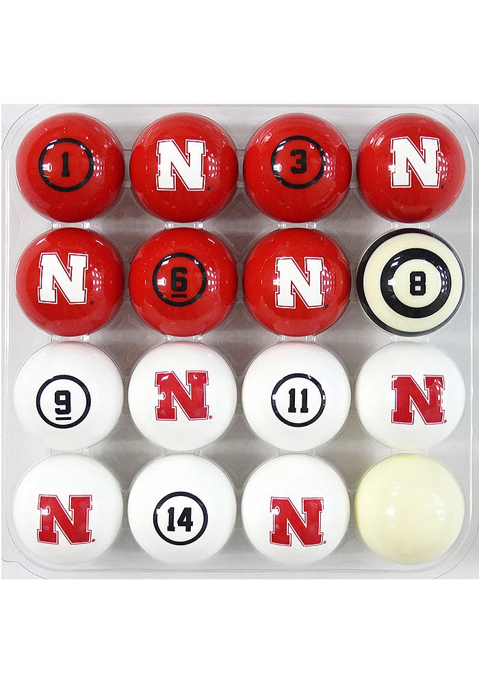 NCAA Nebraska Cornhuskers Logo Billiard Balls - Red