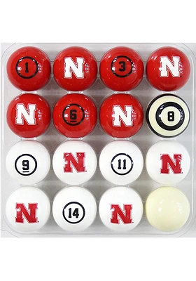 NCAA Nebraska Cornhuskers Logo Billiard Balls - Red