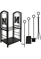 Red Nebraska Cornhuskers Wood Holder and Tool Set Fire Pit Supplies