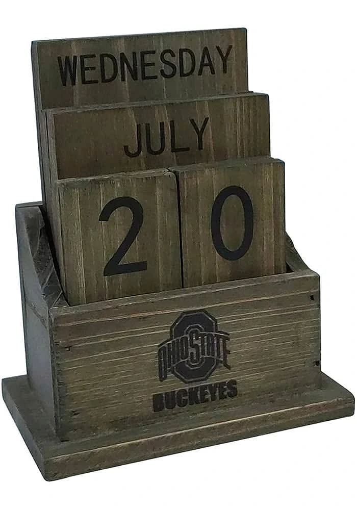 Red Ohio State Buckeyes Wood Block Desk Calendar