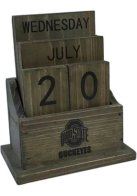 Red Ohio State Buckeyes Wood Block Desk Calendar