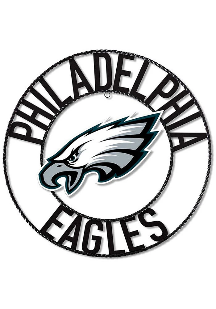Philadelphia Eagles 24 in Wrought Iron Wall Wall Art - Black