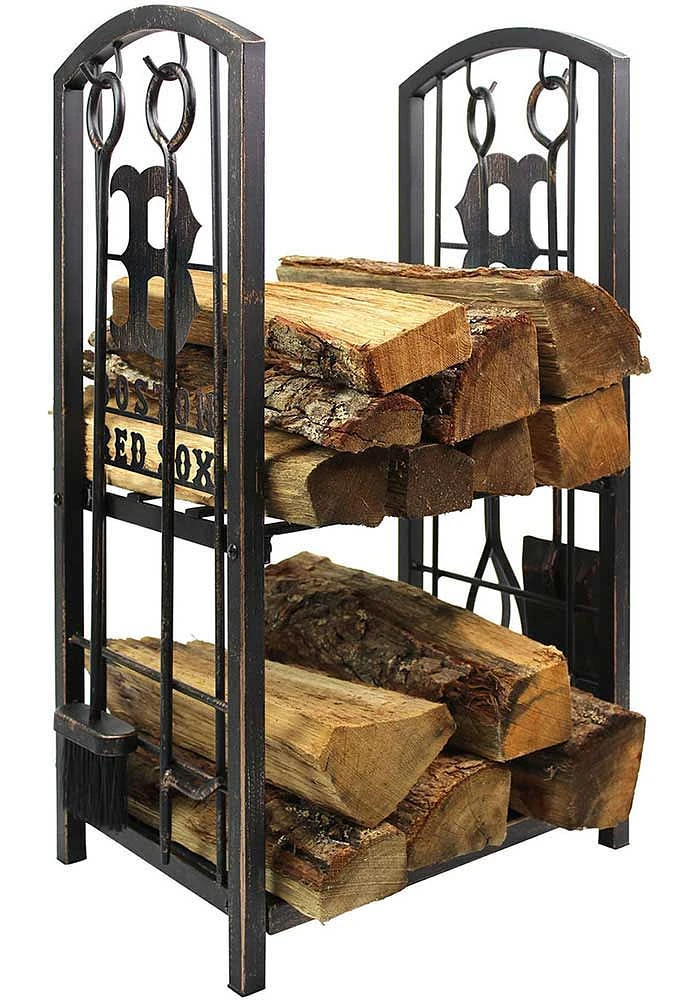 Boston Red Sox Wood Holder and Tool Set Fire Pit Supplies