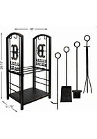Boston Red Sox Wood Holder and Tool Set Fire Pit Supplies