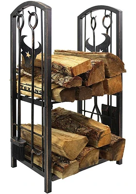 Houston Texans Wood Holder and Tool Set Fire Pit Supplies