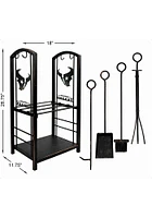 Houston Texans Wood Holder and Tool Set Fire Pit Supplies