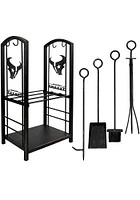 Houston Texans Wood Holder and Tool Set Fire Pit Supplies