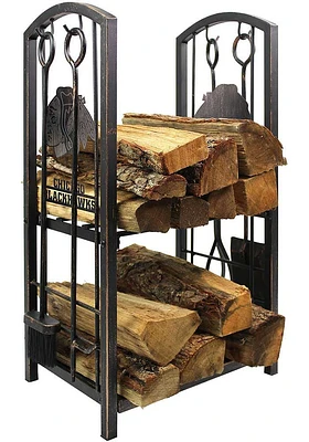 Chicago Blackhawks Wood Holder and Tool Set Fire Pit Supplies