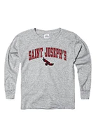 Saint Josephs Hawks Youth Grey Arch Mascot Long Sleeve T-Shirt