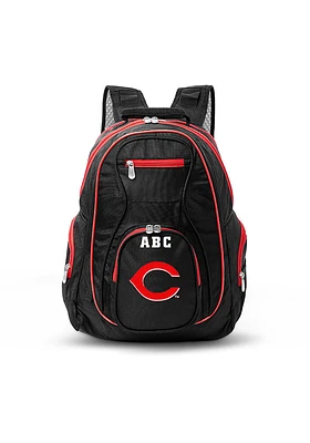 Cincinnati Reds Black Personalized Monogram Premium Color Trim Backpack