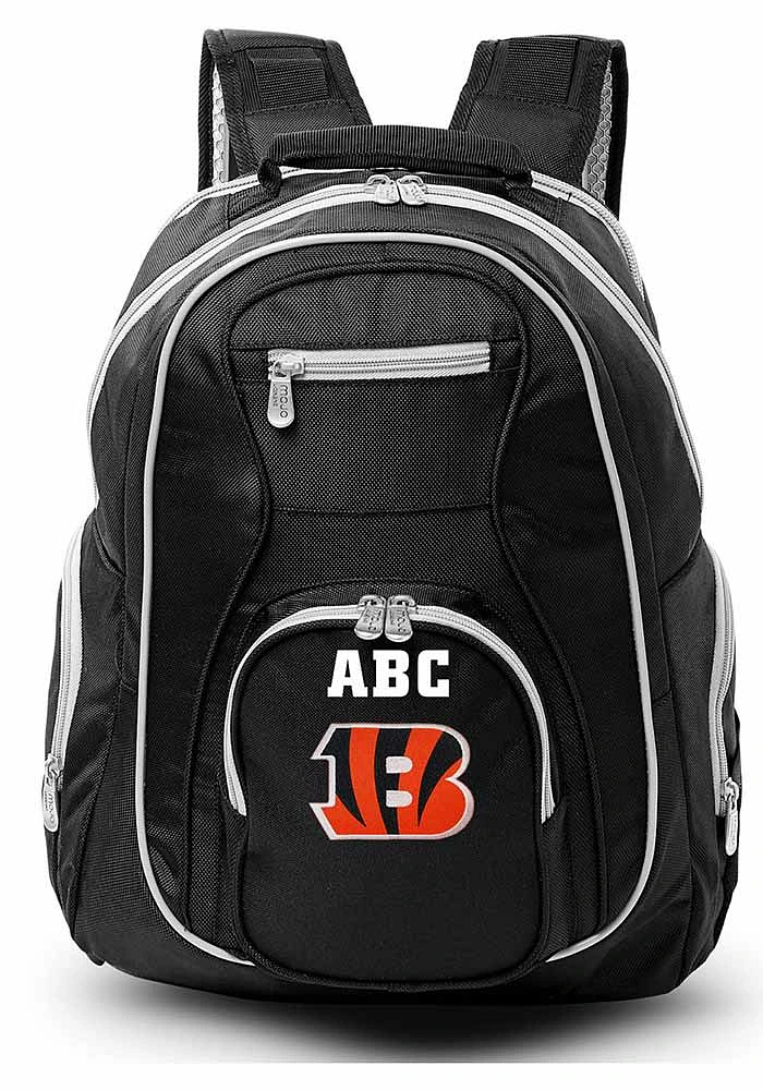 Cincinnati Bengals Black Personalized Monogram Premium Color Trim Backpack