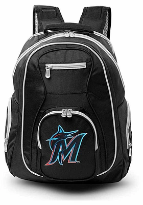 Miami Marlins Black 19 Laptop Grey Trim Backpack