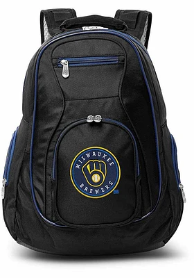 Milwaukee Brewers Black 19 Laptop Blue Trim Backpack