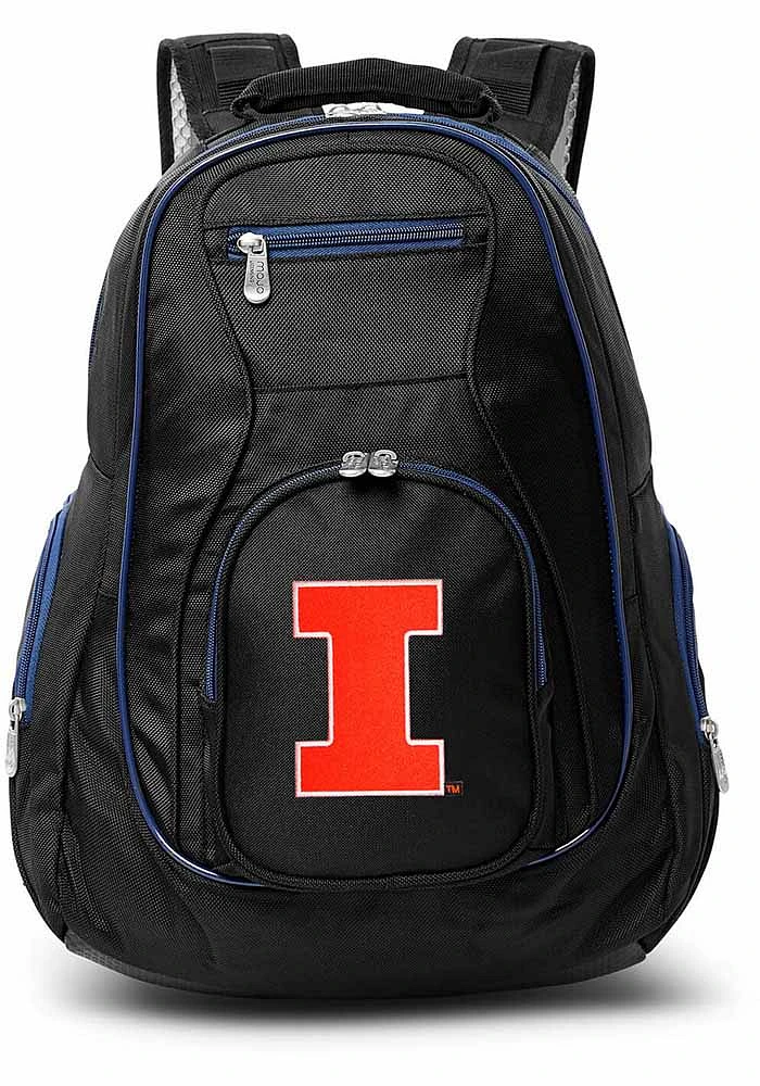 19 Laptop Blue Trim Illinois Fighting Illini Backpack - Black