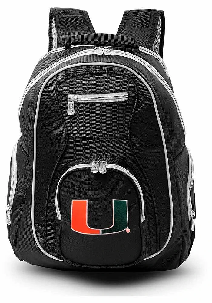 Miami Hurricanes Black 19 Laptop Grey Trim Backpack