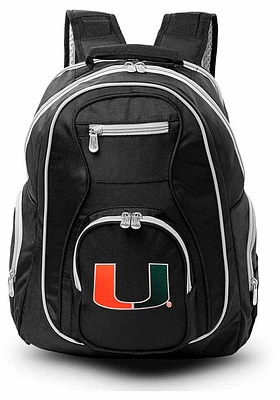 Miami Hurricanes Black 19 Laptop Grey Trim Backpack